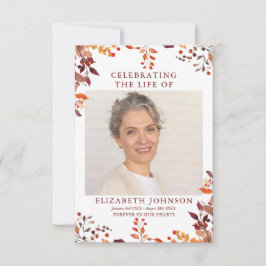 Rustic Herfst Memorial Funeral Prayer Fotokaart