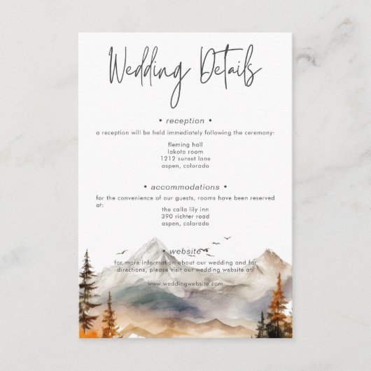 Rustic Herfst Mountain Scene Waterverf Details Informatiekaartje (Voorkant)