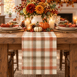 Rustic Herfst Najaar Klassiek Plaid Roest Crème Br Korte Tafelloper