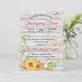 Rustic Herfst Pompoen Bloemstuk Thanksgiving Diner Kaart