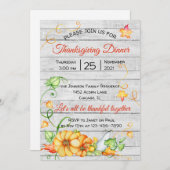 Rustic Herfst Pompoen Bloemstuk Thanksgiving Diner Kaart (Voorkant / Achterkant)