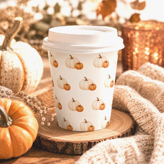 Rustic Herfst Pompoen Feest Papieren Bekers