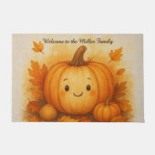 Rustic Herfst Pompoen Welkomstnaam Deurmat (Voorkant)