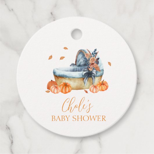  Rustic Herfst Pompoen Wieg Baby shower Bedankjes Labels (Voorkant)