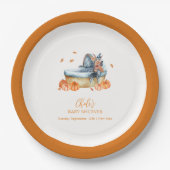  Rustic Herfst Pompoen Wieg Baby shower Papieren Bordje (Voorkant)