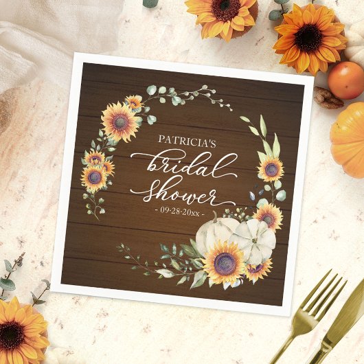 Rustic Herfst Pompoen Zonnebloem Bruidsdiner Servet