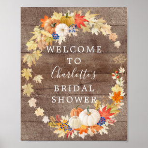 Rustic Herfst Pompoenen Bruids Bruiloft Welkom Poster