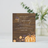 Rustic Herfst Pumpkin Wedding Budget Uitnodigingen (Staand voorkant)