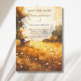 Rustic Herfst Schuur Weiland Waterverf Bruiloft Save The Date