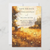 Rustic Herfst Schuur Weiland Waterverf Bruiloft Save The Date (Voorkant)
