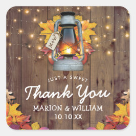 Rustic Herfst String Lights Autumn Leaves Wedding Vierkante Sticker