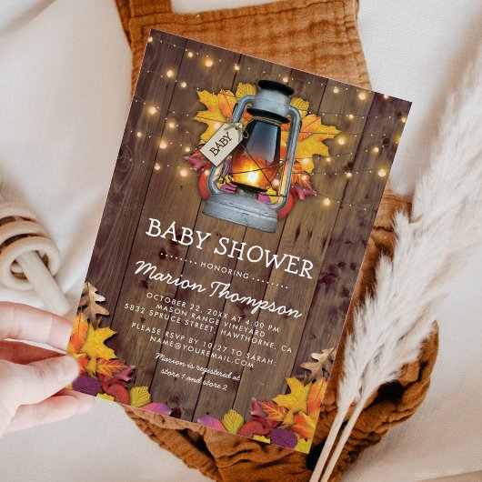 Rustic Herfst String Twinkle Lights Baby shower Kaart