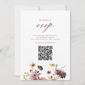 Rustic Herfst Terracotta Bloem QR Bruiloft Kaart (Achterkant)