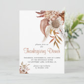 Rustic Herfst Terracotta Bloem Thanksgiving Uitnod Kaart (Staand voorkant)