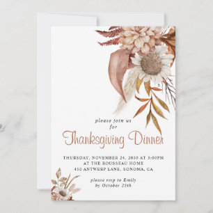 Rustic Herfst Terracotta Bloem Thanksgiving Uitnod Kaart