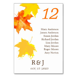 Rustic herfst Wedding Table Seating Chart Kaart