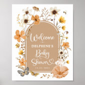 Rustic Herfst Wildflower Baby shower Welkom Poster (Voorkant)