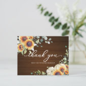Rustic Herfst Witte Pompoen Zonnebloem Bedankt Briefkaart (Staand voorkant)