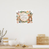Rustic Herfst Woodland Animals Baby shower Welkoms Poster (Keuken)