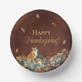 Rustic Herfstbladeren en Fox Friendsgiving   Papieren Kommen