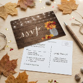 Rustic Herfstbladeren Metselwerk Pot String Lichtj Uitnodiging Briefkaart