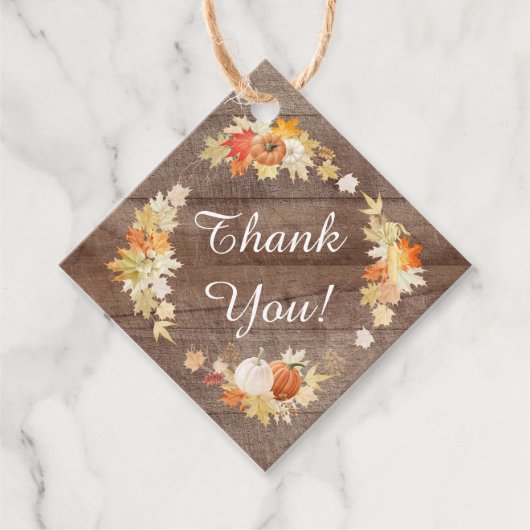 Rustic Herfstbladeren Pompoen Bruiloft Favor Bedankjes Labels (Voorkant)
