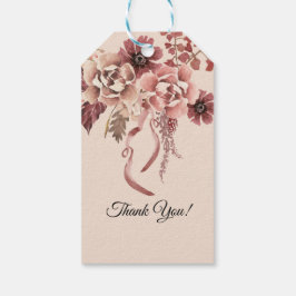 Rustic Herfstbloemen Licht Beige Aquarel Cadeaulabel