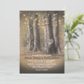 Rustic Herfstboom & Slingerlichten Bruiloft Kaart (Staand voorkant)