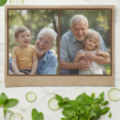 Rustic Hero Grandpa Father`s Day 2 Photo Collage Theedoek (Gevouwen)