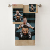 Rustic Hero Papa vaders Dag 2 Foto Collage Bad Handdoek (Insitu)