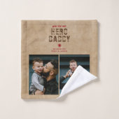 Rustic Hero Papa vaders Dag 2 Foto Collage Bad Handdoek (Wasdoekje)