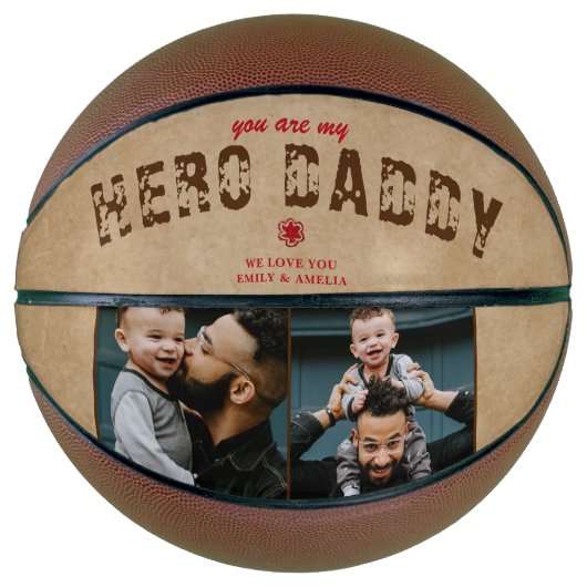 Rustic Hero Papa vaders Dag 2 Foto Collage Basketbal (Voorkant)