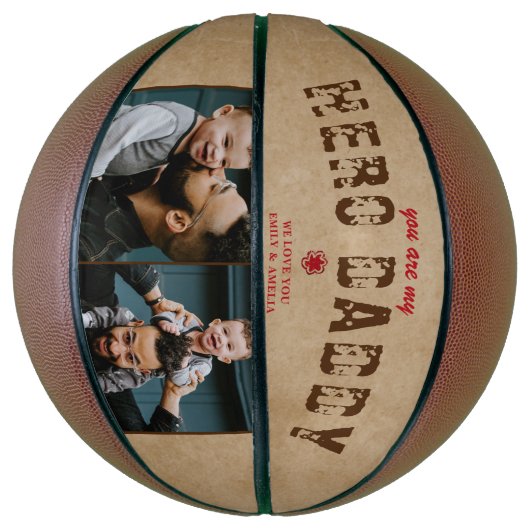 Rustic Hero Papa vaders Dag 2 Foto Collage Basketbal (Verticaal)