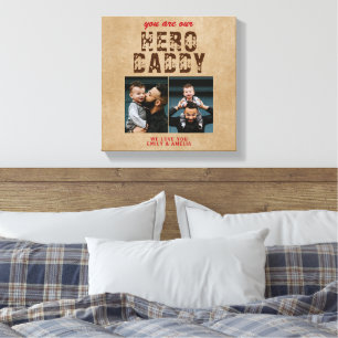 Rustic Hero Papa vaders Dag 2 Foto Collage Canvas Afdruk