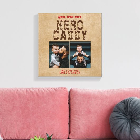 Rustic Hero Papa vaders Dag 2 Foto Collage Canvas Afdruk (Insitu (Woonkamer))