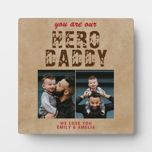 Rustic Hero Papa vaders Dag 2 Foto Collage Fotoplaat (Voorkant)