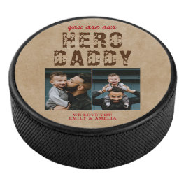 Rustic Hero Papa vaders Dag 2 Foto Collage Hockey Puck