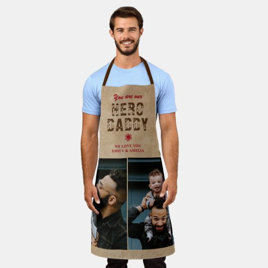 Rustic Hero Papa vaders Dag 2 Foto Collage Schort (Gedragen)