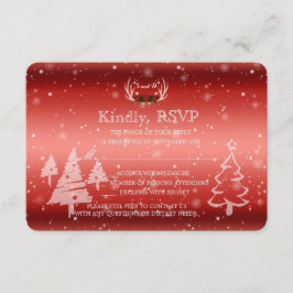 Rustic hertengeweien winter bruiloft RSVP uitnodig Kaartje