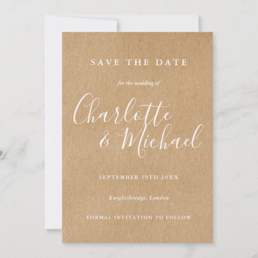 Rustic het Berichten van het Manuscript van de Han Save The Date (Voorkant)