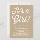  Rustic Het is een Girl Baby shower Uitnodiging (Voorkant)