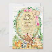 Rustic Het is een Girl Woodland Animals Baby showe Kaart (Voorkant)