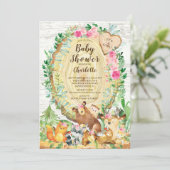 Rustic Het is een Girl Woodland Animals Baby showe Kaart (Staand voorkant)