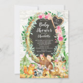 Rustic Het is een Girl Woodland Animals Baby showe Kaart (Voorkant)