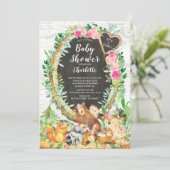 Rustic Het is een Girl Woodland Animals Baby showe Kaart (Staand voorkant)