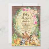 Rustic Het is een Girl Woodland Animals Baby showe Kaart (Voorkant)