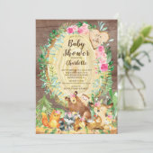 Rustic Het is een Girl Woodland Animals Baby showe Kaart (Staand voorkant)