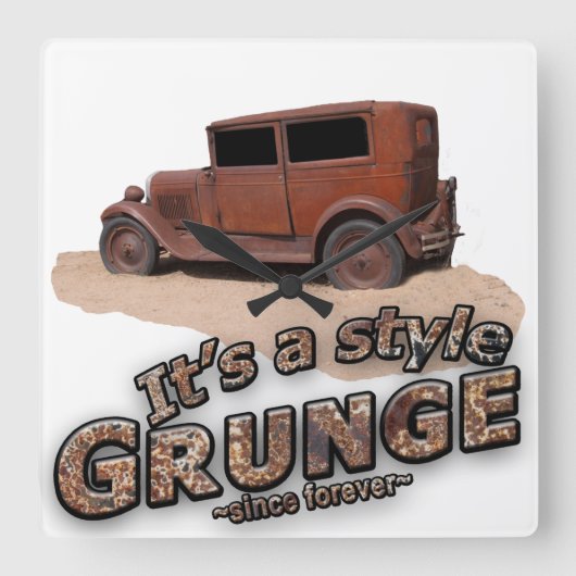 Rustic Het is mijn stijl GRUNGE Metal Car Typograf Vierkante Klok (Voorkant)