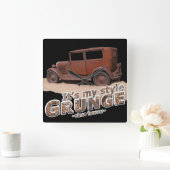 Rustic Het is mijn stijl GRUNGE Rusty Car Typograf Vierkante Klok (Huis)