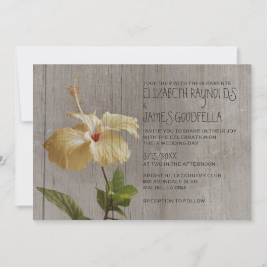 Rustic Hibiscus Wedding Invitations Kaart (Voorkant)